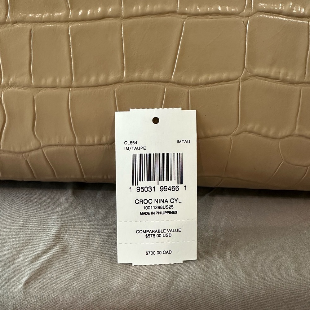 Coach Croc-Embossed Leather Bag in Beige - Picture 5 of 9